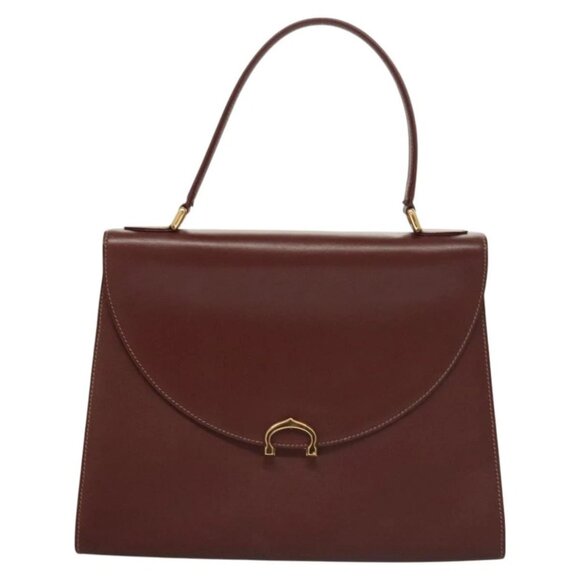 CARTIER Must Line Hand Bag Leather Bordeaux Gold Auth 122249 - Picture 2 of 16